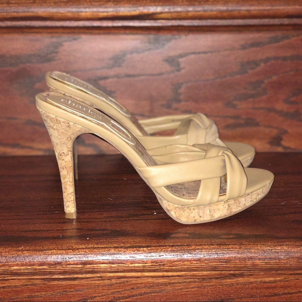 CharlesByCharles David nude &Cork high heel sandal